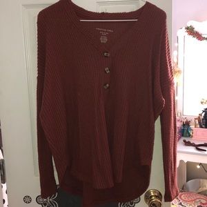 Waffle Knit Button Up Sweater
